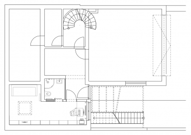 Interiér přístavby řadového domu - Půdorys