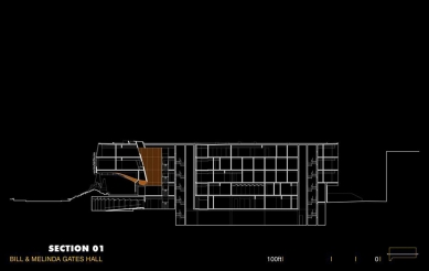 Přednášková budova Billa a Melindy Gatesových  - Řez 01 - foto: Morphosis Architects