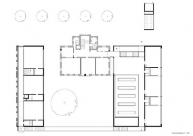 Rozšíření mateřské a základní školy v Satteins - Půdorys patra - foto: HEIN-TROY Architekten