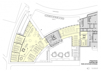 Parkhotel - rekonstrukce a rozšíření hotelu - Půdorys přízemí - foto: Henke und Schreieck