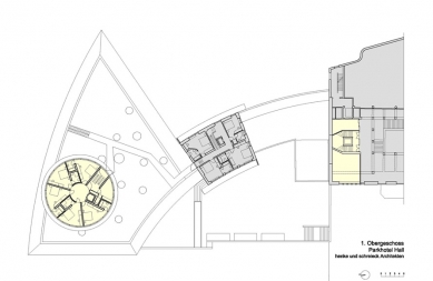 Parkhotel - rekonstrukce a rozšíření hotelu - Půdorys patra - foto: Henke und Schreieck