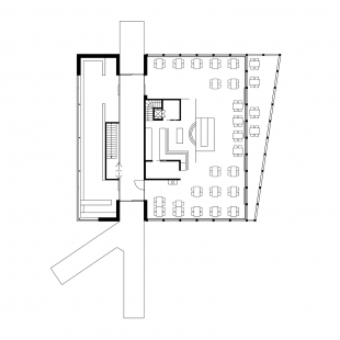 Výstupní stanice lanové dráhy na Pustevnách - Půdorys patra - foto: © Kamil Mrva Architects