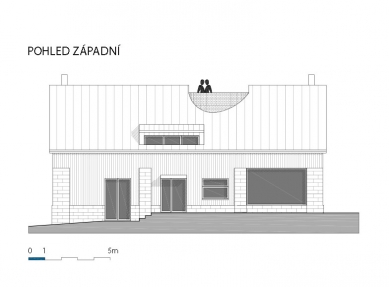 Rekonstrukce stodoly na rodinný dům - Pohled západní - foto: BLOK_architekti