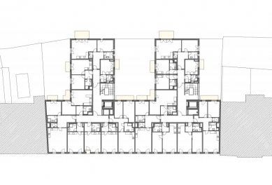 Apartment building Koněvova - Floor plan 4th floor - foto: A.LT architekti 