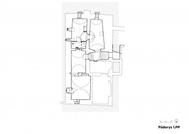 Rekonstrukce Werichovy vily - Půdorys 1.pp - foto: Architektonická kancelář TaK