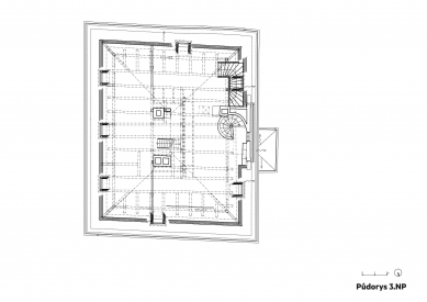 Rekonstrukce Werichovy vily - Půdorys 3.np - foto: Architektonická kancelář TaK