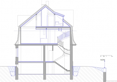 Family house in Český Krumlov - Cut AA - proposal - foto: Pavlíček + Hulín architekti