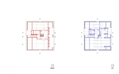 Rekonstrukce domu typu Okál - Půdorys 2.np - foto: Pavlíček + Hulín architekti