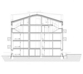 Mill Humenne - Podélný řez - foto: Architektonické štúdio Atrium