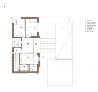 Rodinný dům B ve Vlašimi - Půdorys patra - foto: archicraft