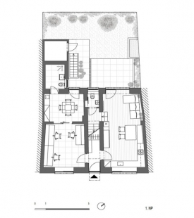 Rekonstrukce domu v Maloměřicích - Půdorys přízemí - foto: MOAD architekti