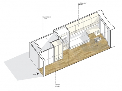 Student House Holešovice - Axonometry of a student room