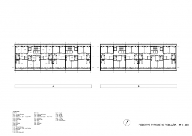 Multipurpose complex Račany Bianco - Půdorys typického podlaží - foto: Alexy & Alexy architekti
