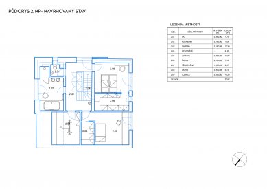 Rekonstrukce rodinného domu v Bohnicích - Půdorys 2.np - foto: Archport