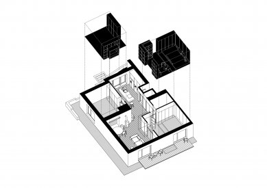 Prízemný byt - Rozložená axonometrie - foto: what?!