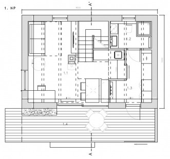 Chata pod třešní - Půdorys 1.np - foto: majo architekti