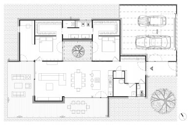 Rodinný dom CLT 10 - Půdorys přízemí - foto: atelier MOLNÁR-PERÁČEK