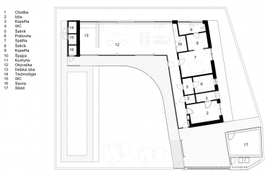 Rodinný dům Jarovce - Půdorys přízemí - foto: Compass Architekti