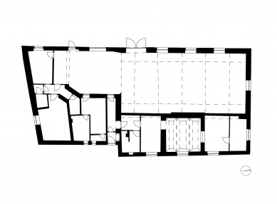 Rekonstrukce bývalé hospody se sálem v Máslovicích - Půdorysy původní stavu - foto: Atelier bod architekti