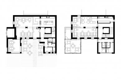 Dostavba a interiér kavárny Modrý domeček - Půdorysy