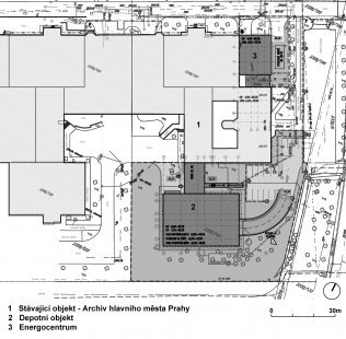Dostavba areálu Archivu hlavního města Prahy - Situace - foto: A32 spol. s r.o.