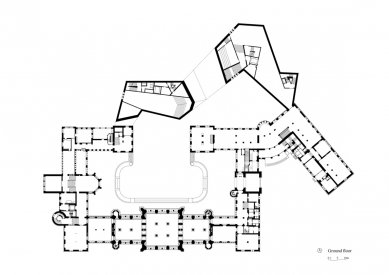 Rozšíření Švýcarského národního muzea v Curychu - Půdorys přízemí - foto: Christ & Gantenbein Architekten