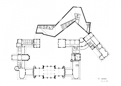 Rozšíření Švýcarského národního muzea v Curychu - Půdorys 3.np - foto: Christ & Gantenbein Architekten