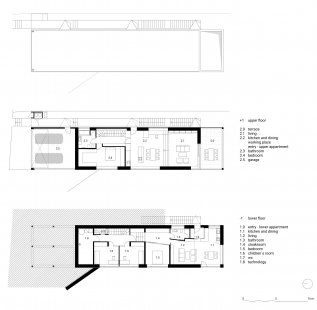 Rodinný dům ve svahu - Půdorysy