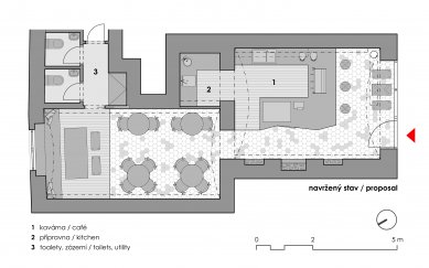 Kavárna Dos Mundos Café - Půdorys současného stavu