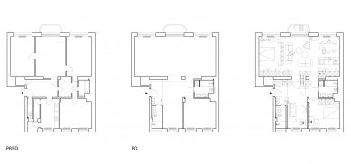 Byte G - Original and proposed state floor plans - foto: TOITO architekti