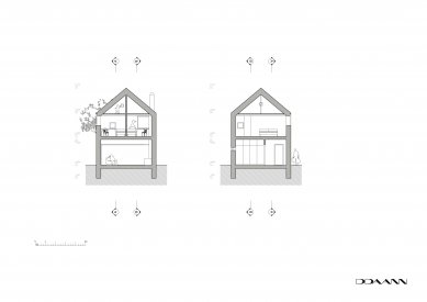 Dům přes dvůr - Řez c-c', d-d' - foto: DDAANN