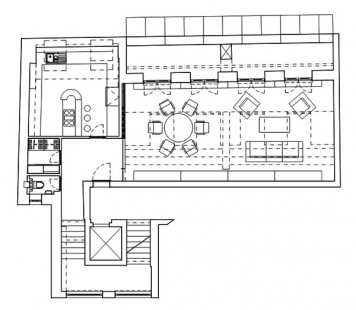 Interior of the apartment on Divadelní street - Floor plan of the entrance level - foto: © EJAL/AI Design