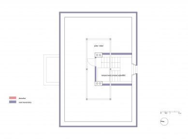 Rekonstrukce obecního úřadu Únětice - Půdorys 3.np - foto: Pavlíček + Hulín architekti