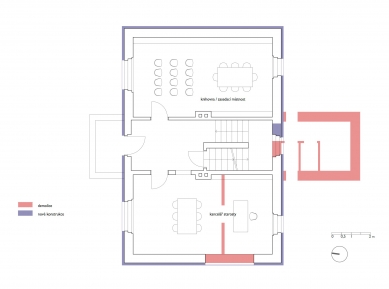 Rekonstrukce obecního úřadu Únětice - Půdorys 2.np - foto: Pavlíček + Hulín architekti