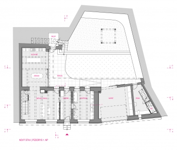 Rekonstrukce domu v Rozdrojovicích - Půdorys 1.np - návrh - foto: Archanti