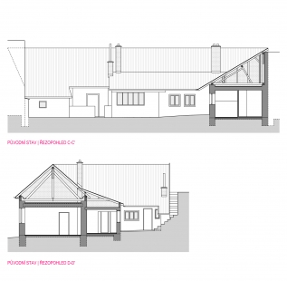 Rekonstrukce domu v Rozdrojovicích - Řezy - původní stav - foto: Archanti