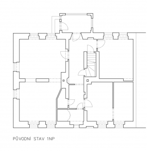 Přestavba hornického domku - Půdorys 1NP - původní stav
