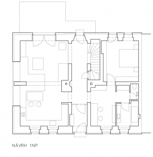 Přestavba hornického domku - Půdorys 1NP - současný stav