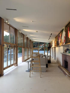 Oprava a obnova areálu kúpeľov Zelená žaba - reštaurácia 3.NP s drevenými výsuvnými oknami - foto: počas rekonštrukcie 2015