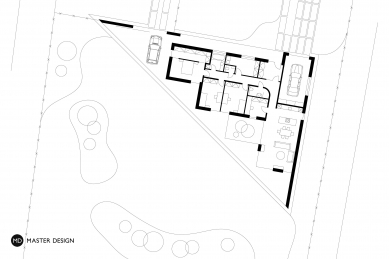 Trojúhelníkový bungalov v Šenově - Půdorys