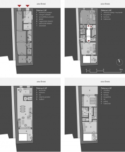 Rekonstrukce měšťanského domu v Českých Budějovicích - Půdorysy