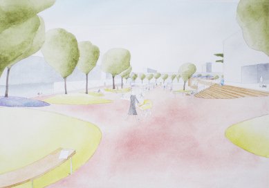 Revitalization of the park and square in Krakow - <translated>Sketch</translated> - foto: Rusina Frei architekti