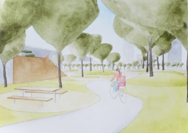 Revitalization of the park and square in Krakow - <translation>Sketch</translation> - foto: Rusina Frei architekti