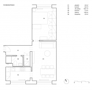 Rekonstrukce bytu v Holešovicích - Půdorys současného stavu