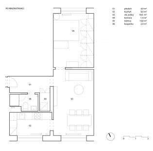 Reconstruction of an apartment in Holešovice - Current state floor plan