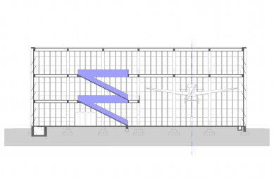 Obnova Památníku Tomáše Bati ve Zlíně - Podélný řez - foto: TRANSAT architekti