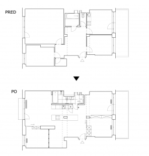 Byte S - State before and after reconstruction - foto: TOITO architekti