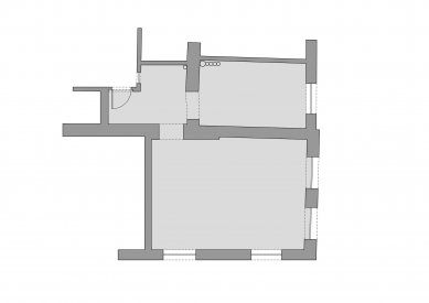 Rekonstrukce bytu ve Vršovicích - Půdorys bytu - původní stav - foto: Ateliér Bárka