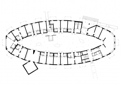 Dům s pečovatelskou službou v Českých Budějovicích - Půdorys 1.np - foto: ABM architekti