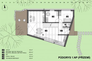 House on the edge of the Protected Landscape Area Jizera Mountains - Ground floor plan